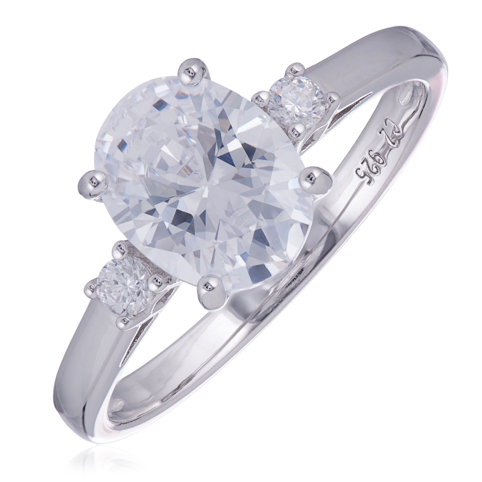 Diamonique 2ct tw Oval Mixed Cut Ring Sterling Silver