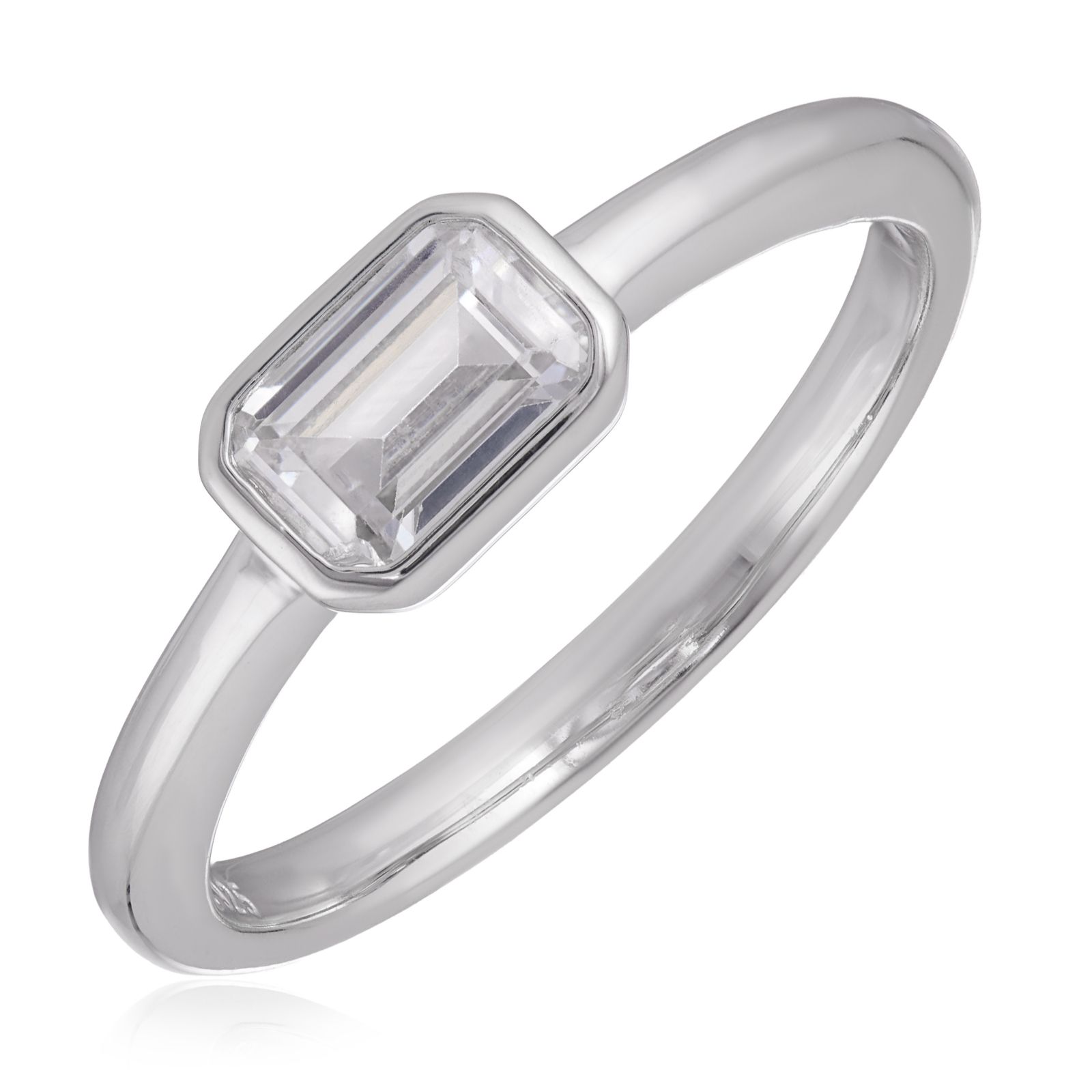 Diamonique 0.5ct tw East West Ring Sterling Silver