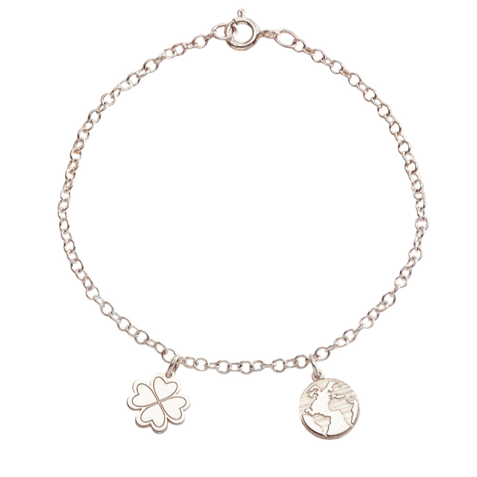 Posh Totty Designs Dinky Charm Bracelet with 2 Charms Sterling Silver