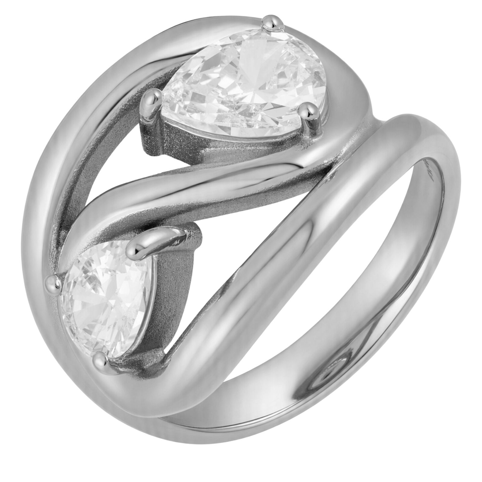 Steel by Diamonique Pear Cut Ring Stainless Steel