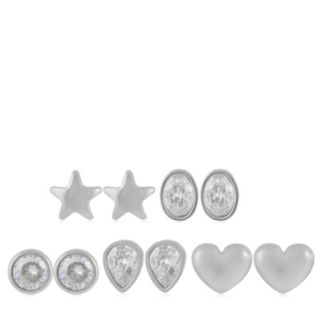 Steel by Diamonique Days of the Week Stud Earring Set Stainless Steel