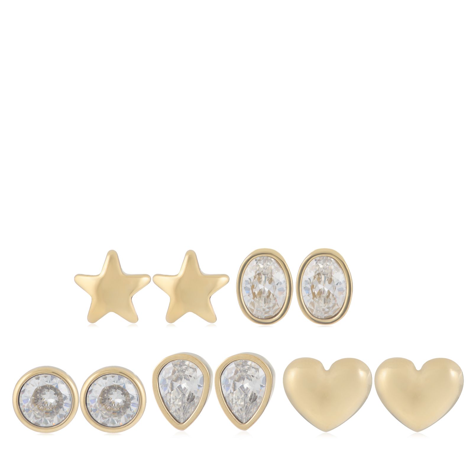 Steel by Diamonique Days of the Week Stud Earring Set Stainless Steel