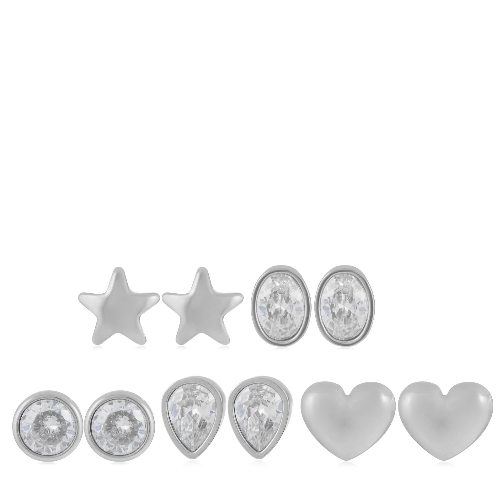 Steel by Diamonique Days of the Week Stud Earring Set Stainless Steel