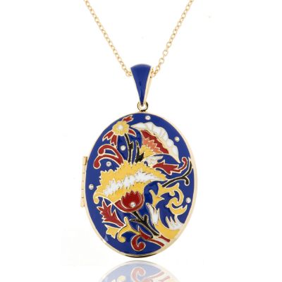 Enamel clearance locket necklace