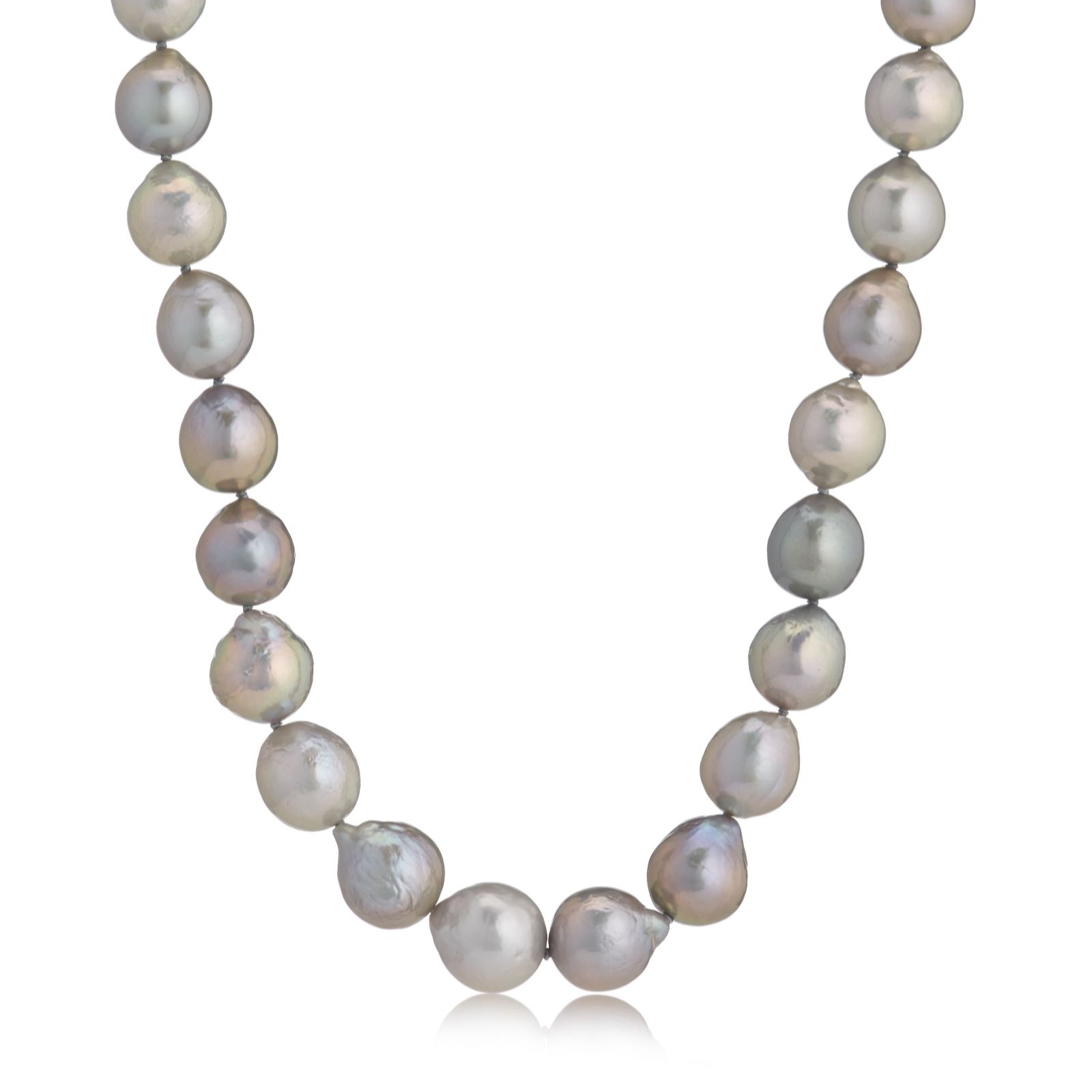 Lara Pearl 10-13mm Ming Baroque Strand 50cm Necklace Sterling Silver ...