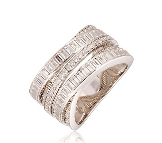The Diamonique High Collection 1.80ct tw Baguette Band Ring Sterling Silver