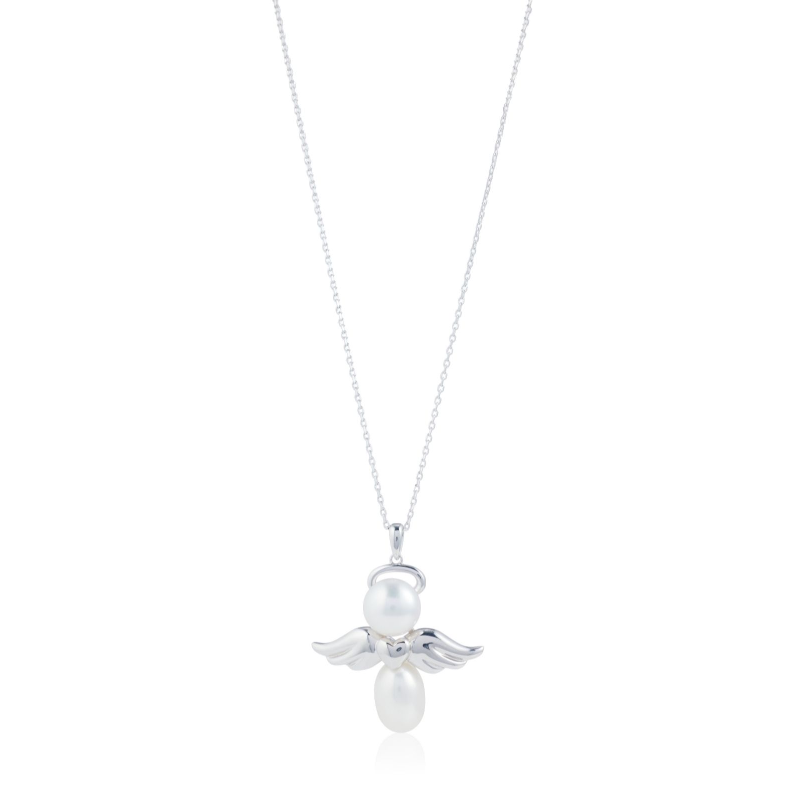 Lara Pearl Mm Cultured Pearl Guardian Angel Pendant Cm Necklace Qvc Uk