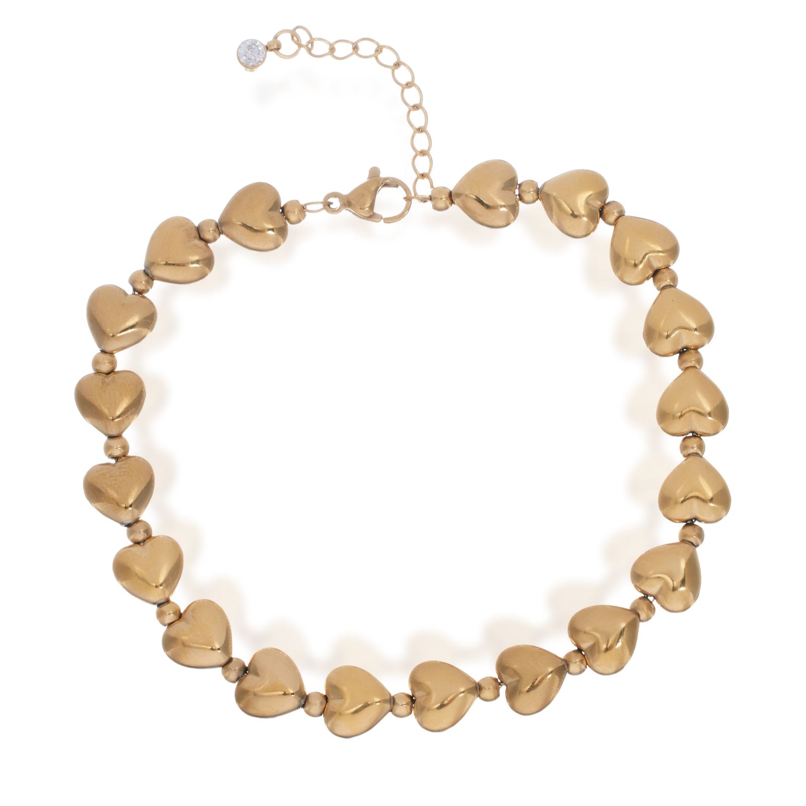 Steel by Diamonique Heart Bead Bracelet Stainless Steel
