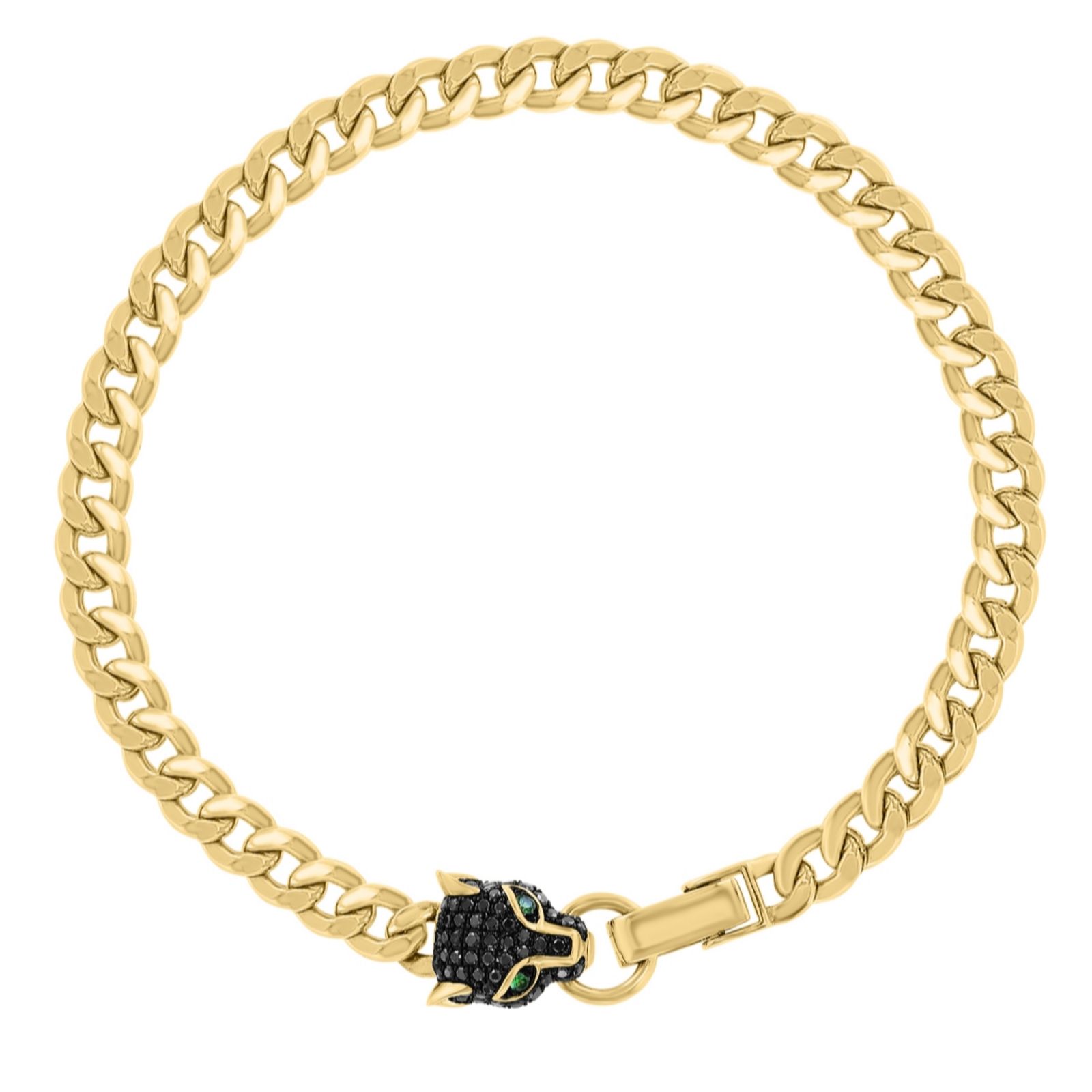 Effy 0.37ct Black Diamond and 0.04ct Tsavorite Panther Chain Link Bracelet