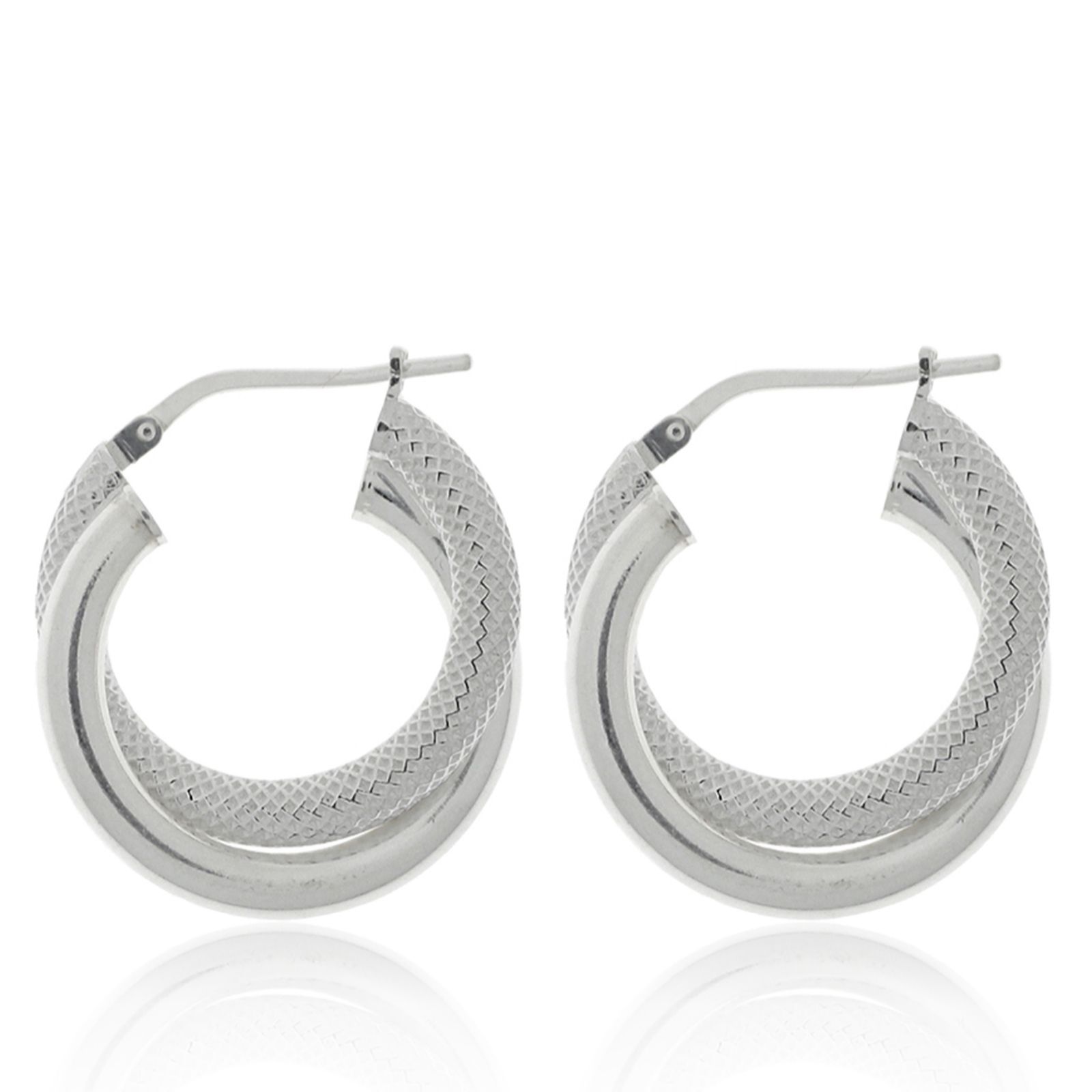 Nina B Double Hoop Earrings Sterling Silver
