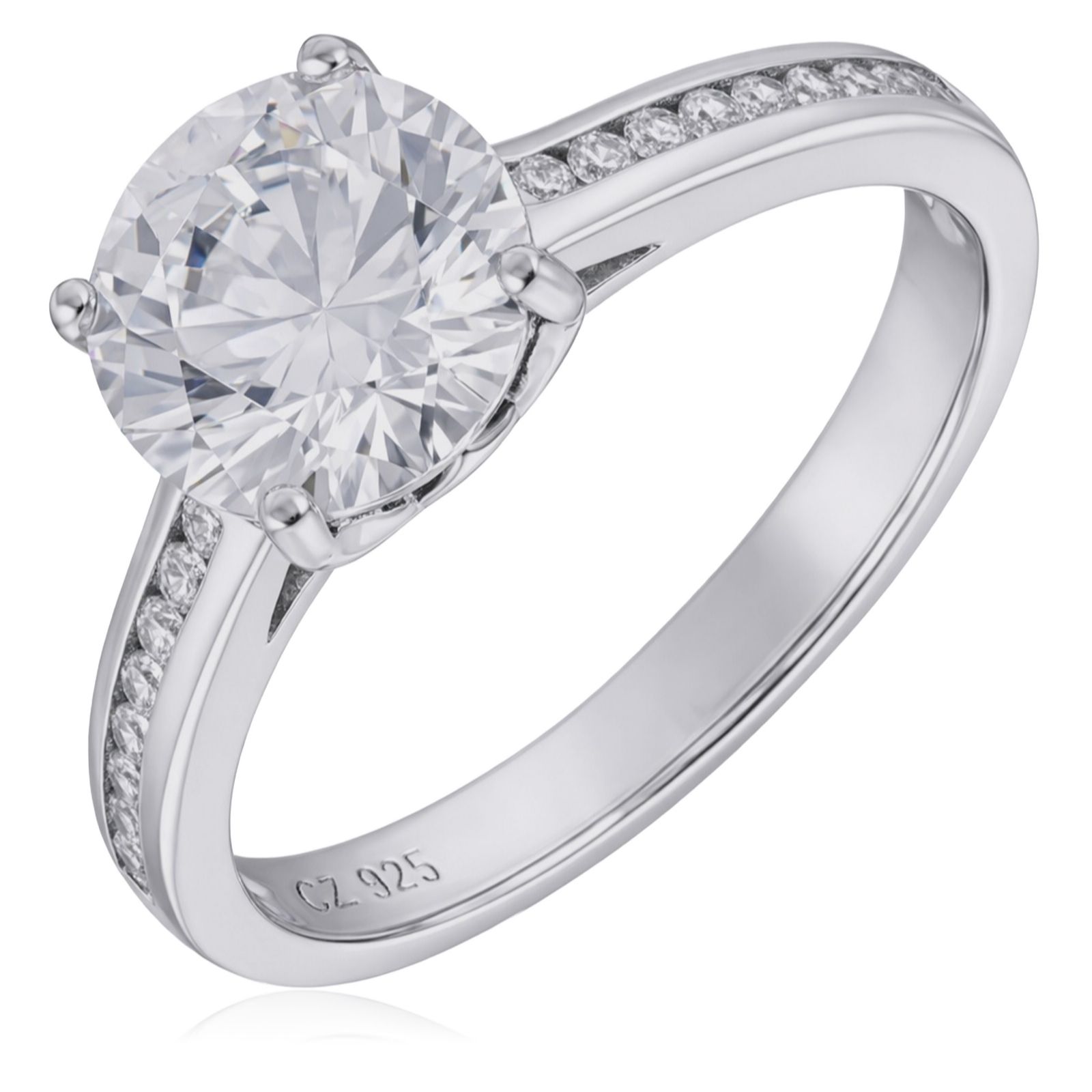 Diamonique 2ct tw Platinum Plated Icon Solitaire Ring Sterling Silver