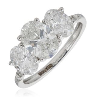 Fire Light 3.10ct Lab Grown Diamond Oval Trilogy Ring 14ct Gold