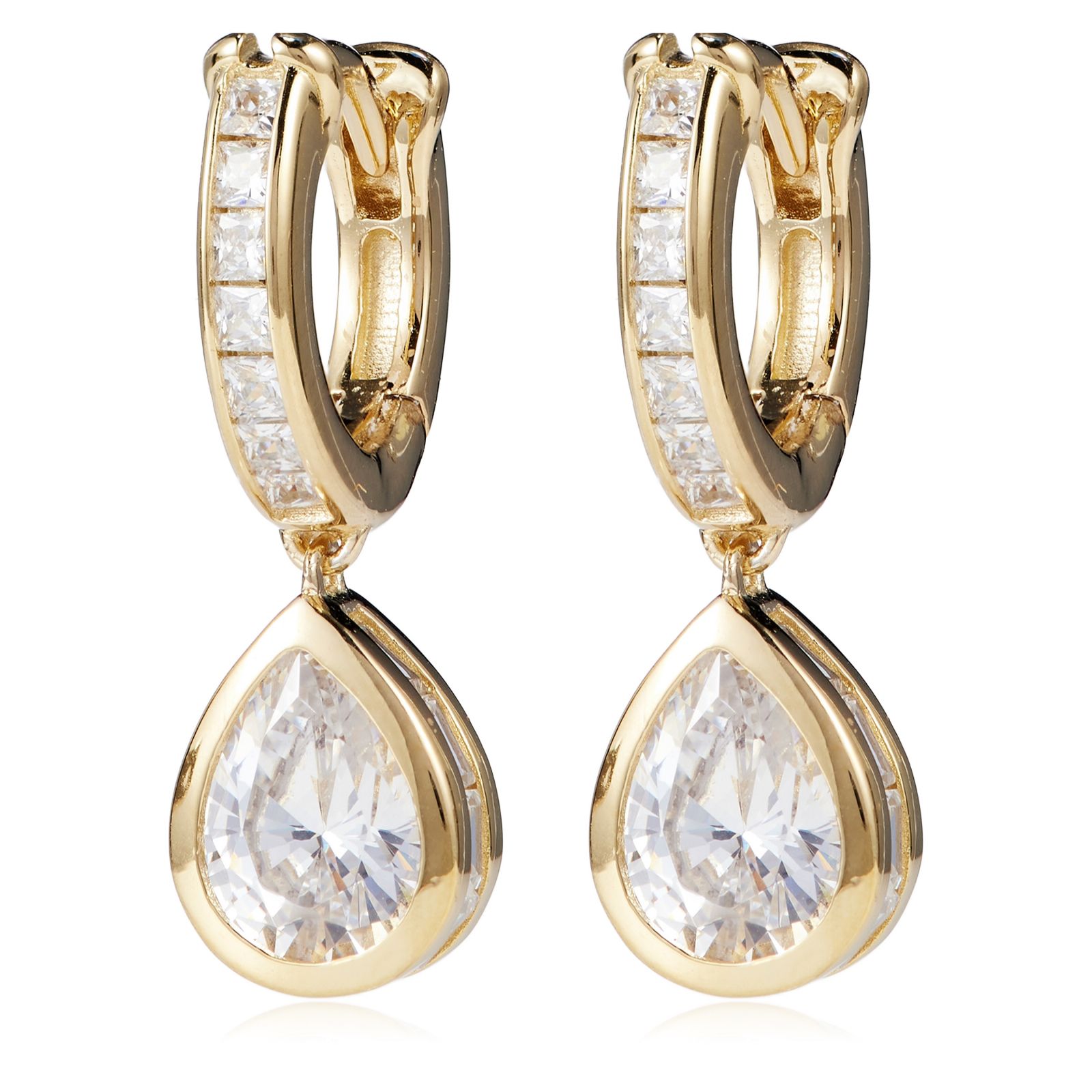 Diamonique 2.32ct tw Pear Drop Huggie Earrings Sterling Silver