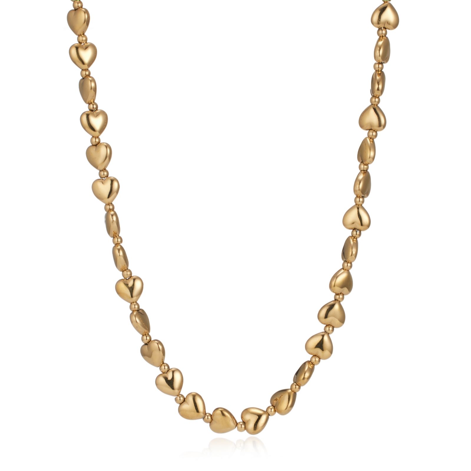 Steel by Diamonique Heart Bead Necklace Stainless Steel