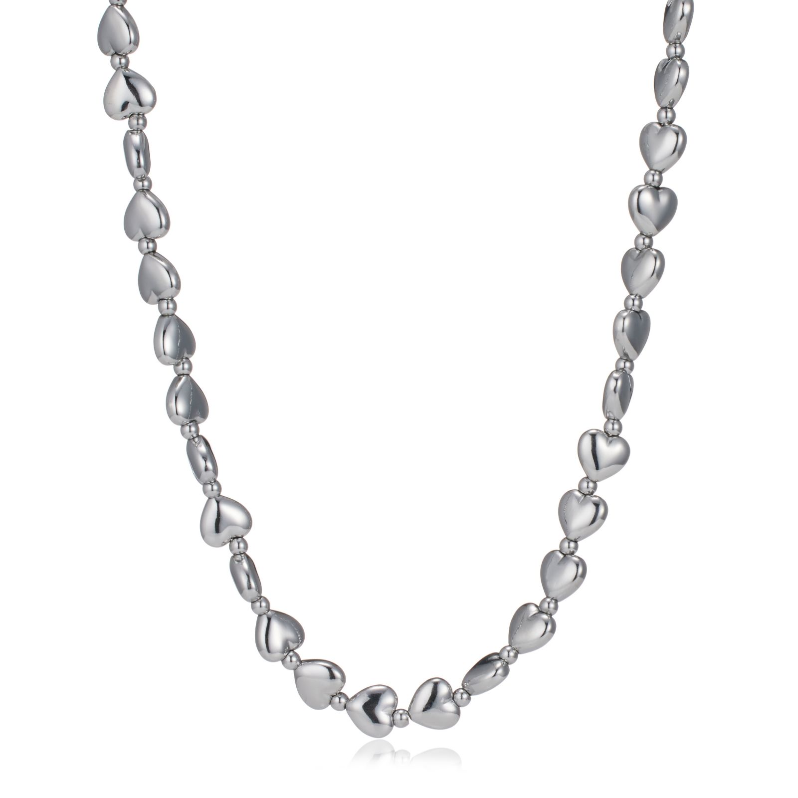 Steel by Diamonique Heart Bead Necklace Stainless Steel