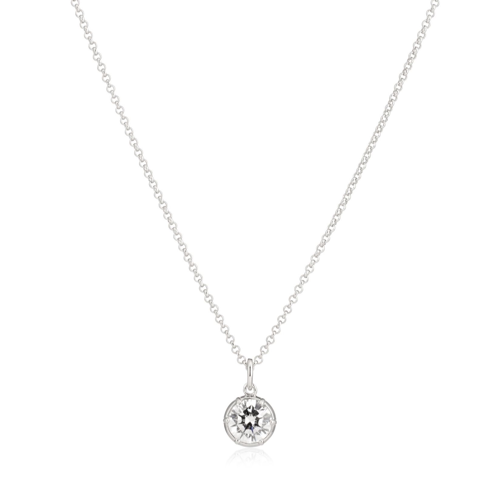 Diamonique 2.2ct tw Georgian Cut Pendant & Chain Sterling Silver