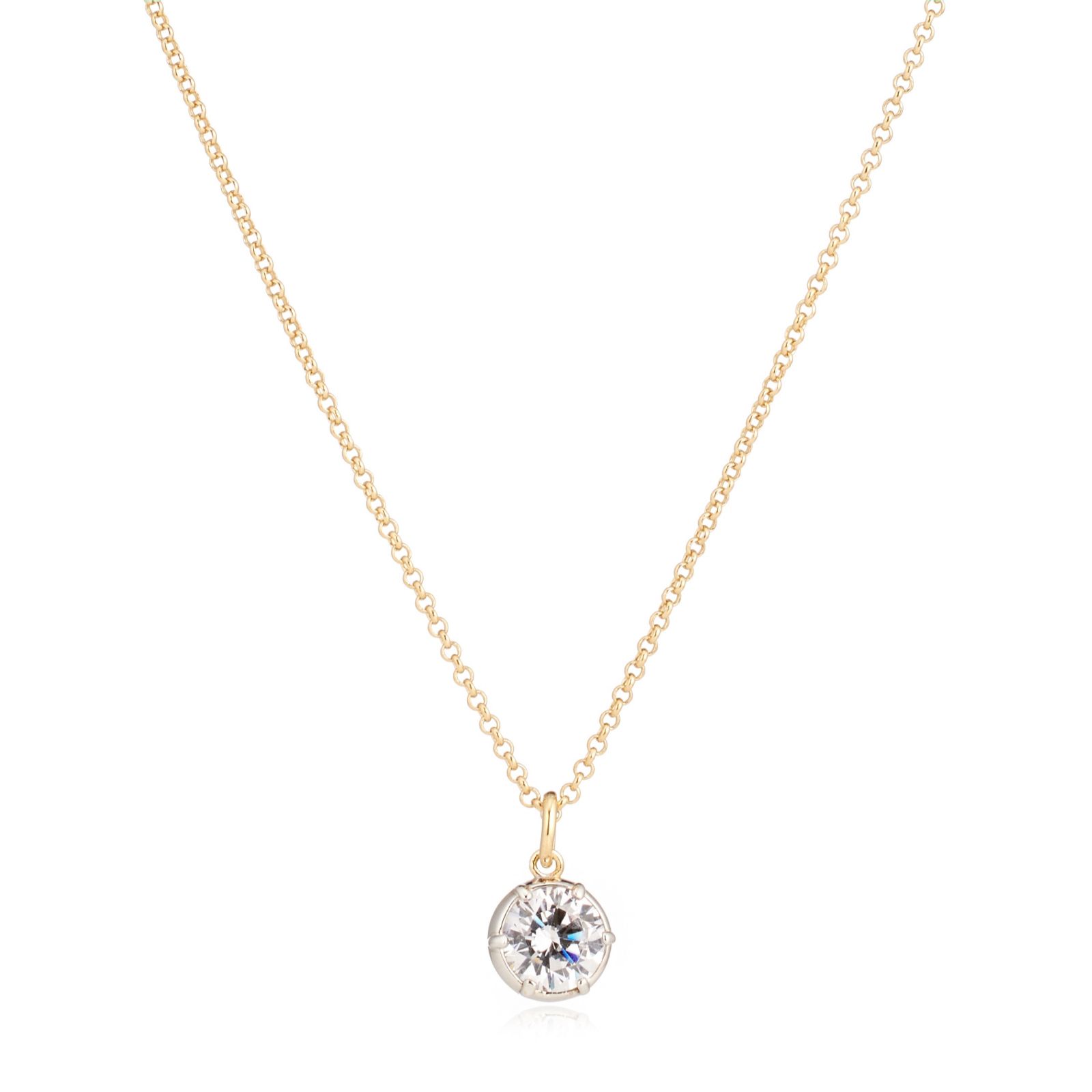 Diamonique 2.2ct tw Georgian Cut Pendant & Chain Sterling Silver