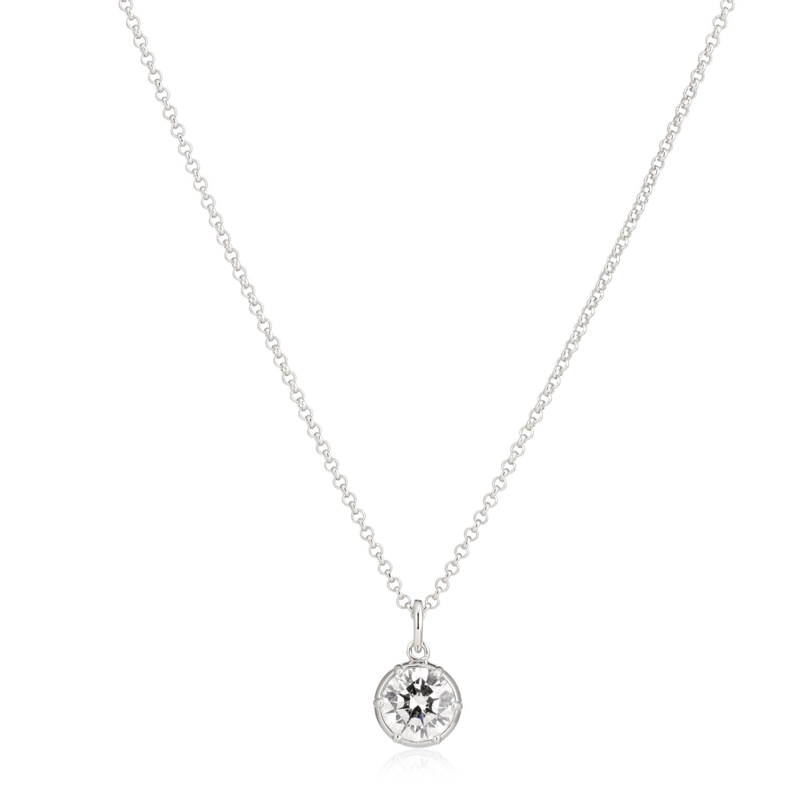 Diamonique 2.2ct tw Georgian Cut Pendant & Chain Sterling Silver