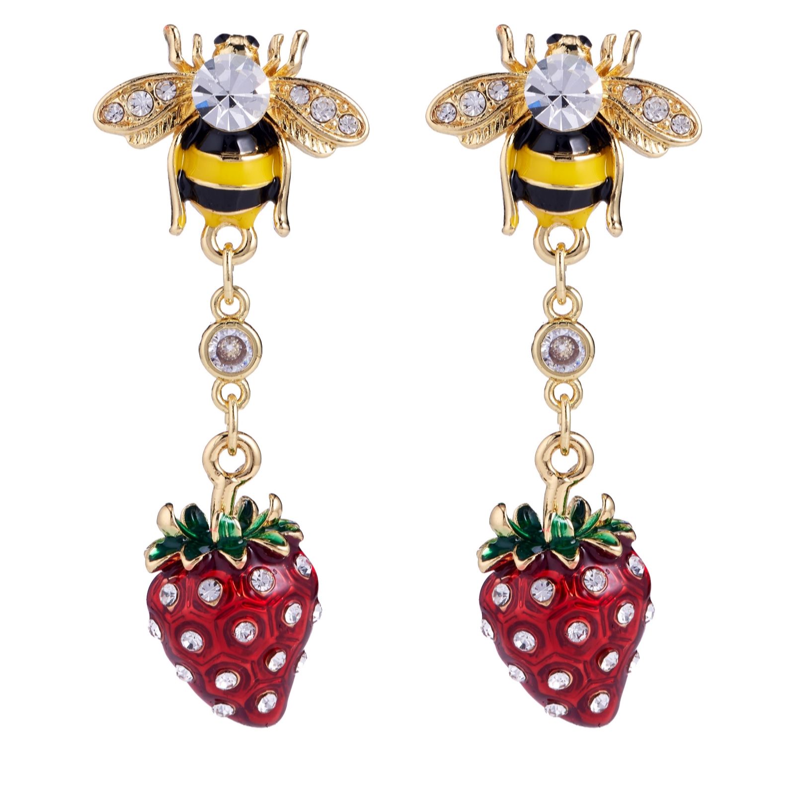 Butler & Wilson Strawberry & Bee Earrings