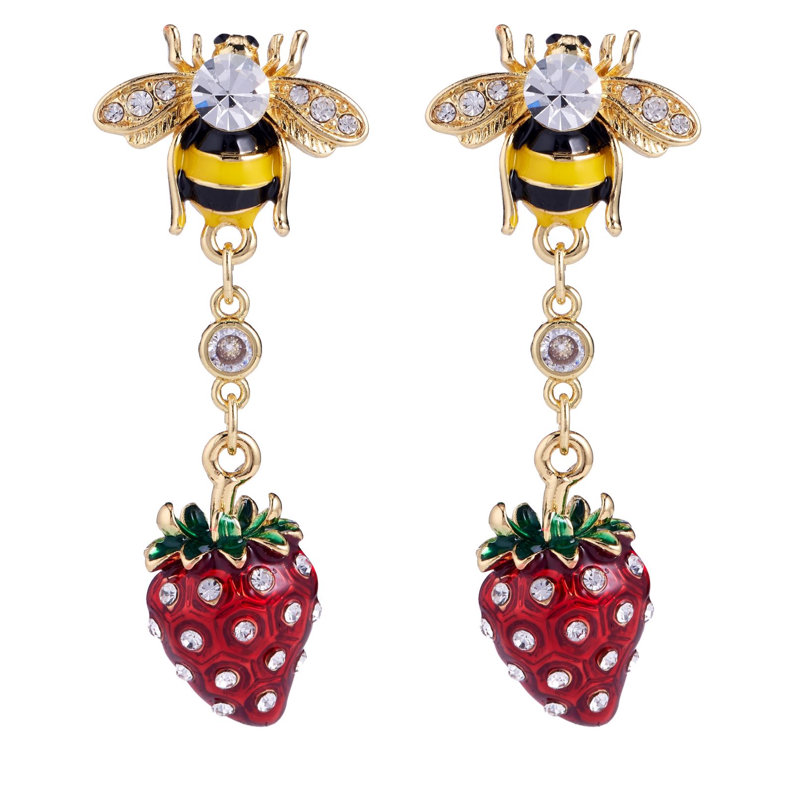Butler & Wilson Strawberry & Bee Earrings
