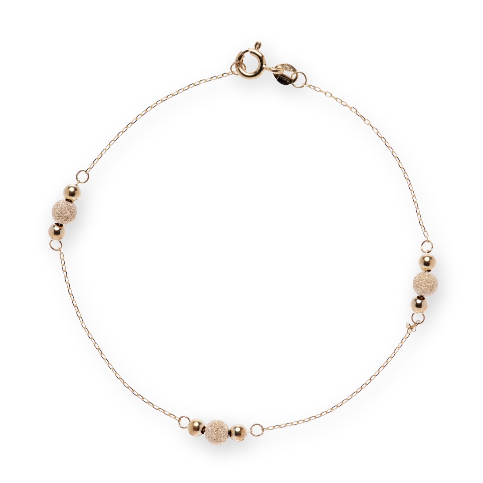 GOLD 9ct Italian Gold Sand & Specchio Bead Bracelet 0.72g