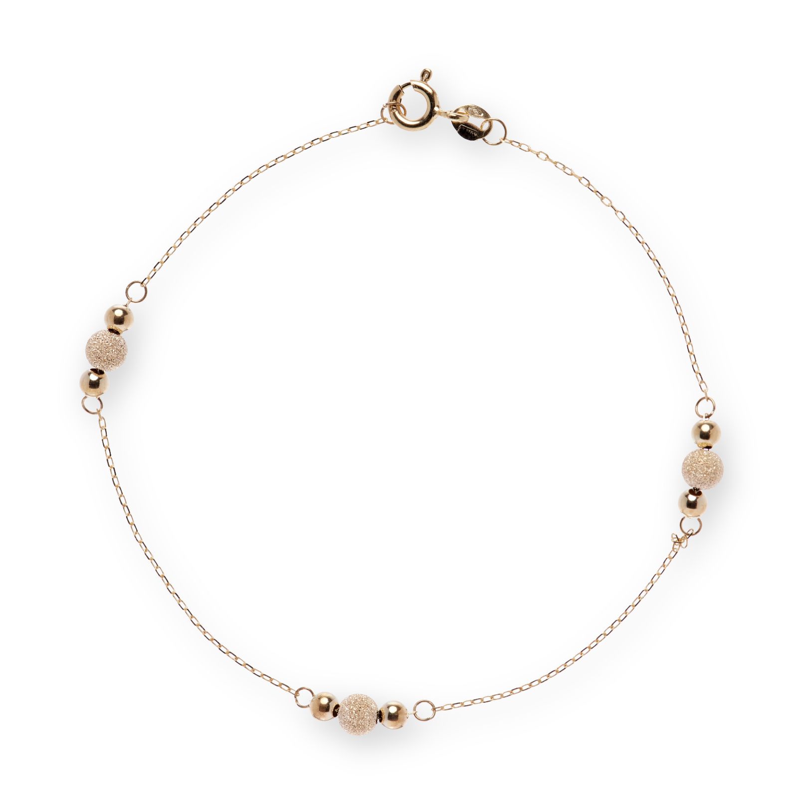 GOLD 9ct Italian Gold Sand & Specchio Bead Bracelet 0.72g