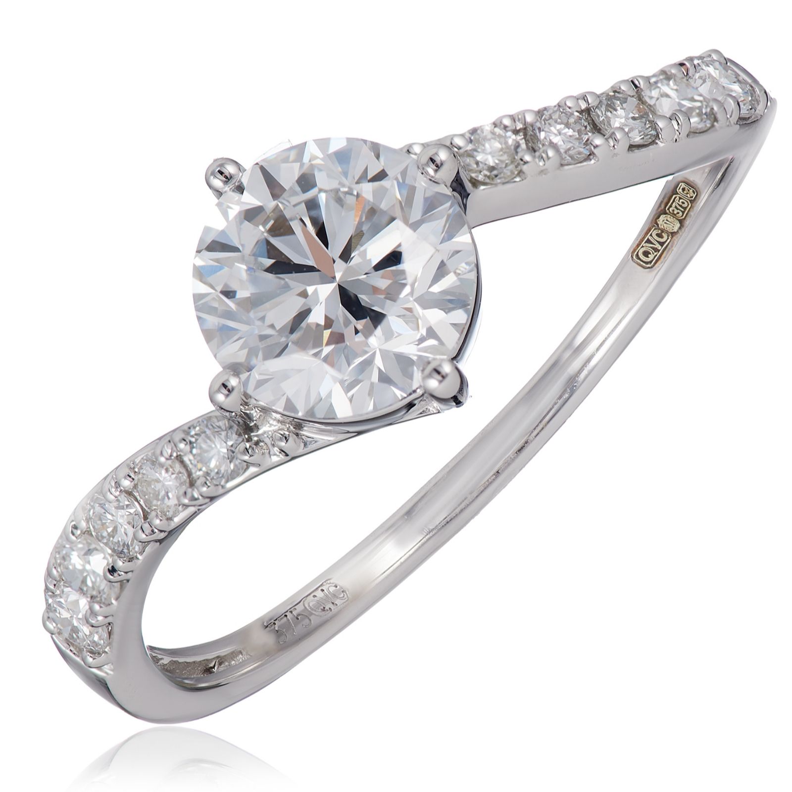 Fire Light 1.5ct Lab Grown Diamond Solitaire Swirl Ring 9ct Gold