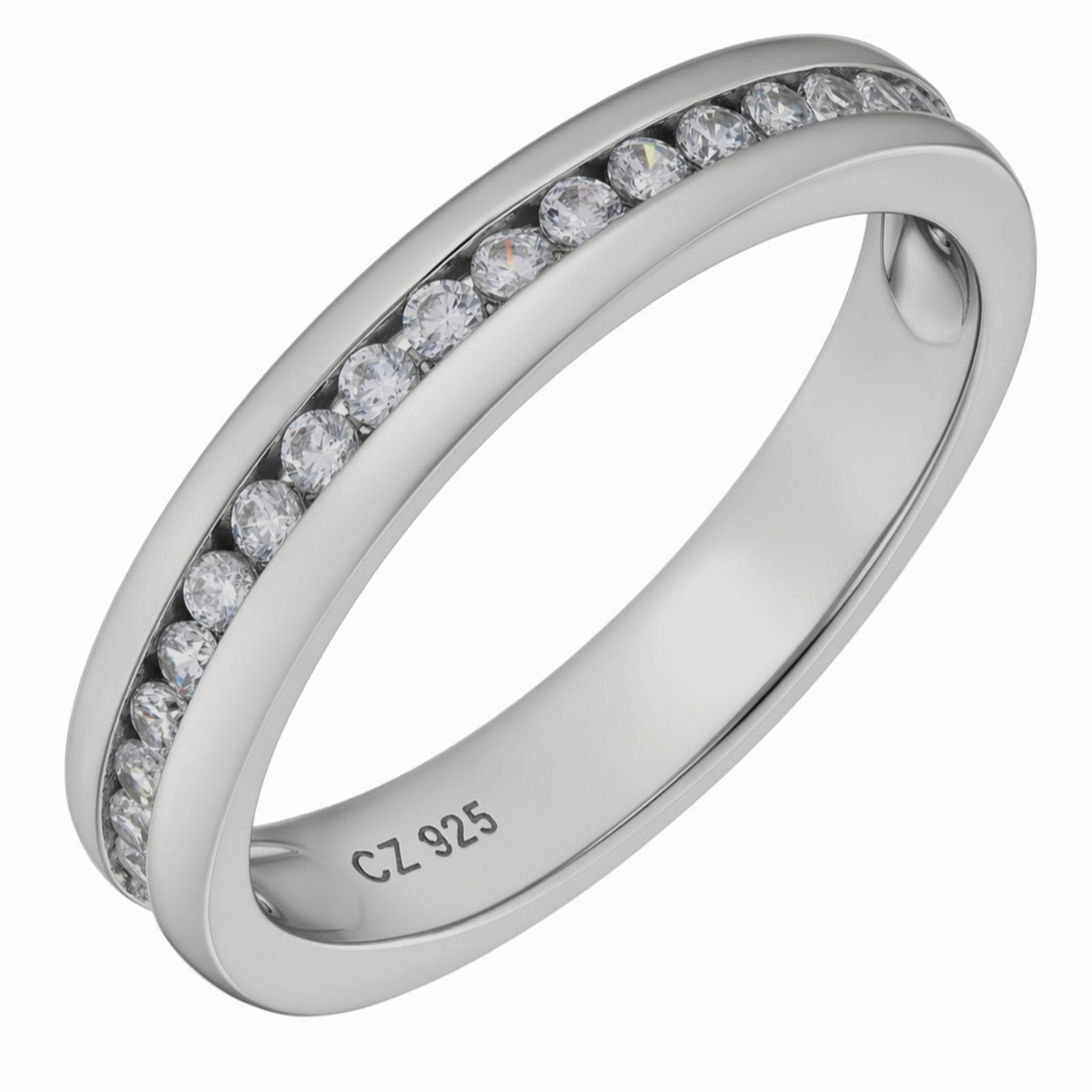 Diamonique 2.2ct Platinum Plated Chanel Set Icon Eternity Ring Sterling Silver
