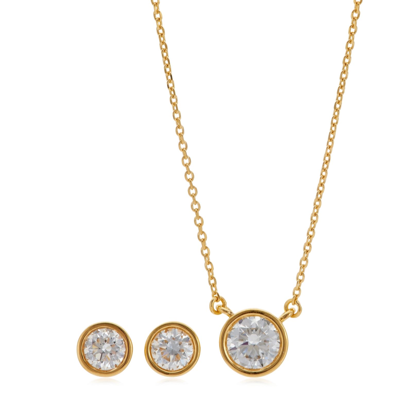 Fire Light 1ct Lab Grown Diamond Earring and Pendant Set 18ct Gold Vermeil