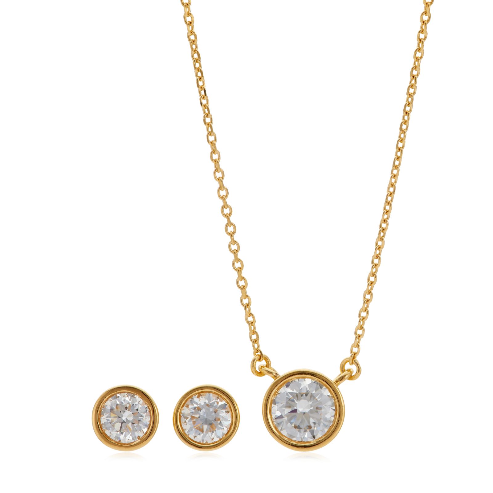 Fire Light 1ct Lab Grown Diamond Earring and Pendant Set 18ct Gold Vermeil