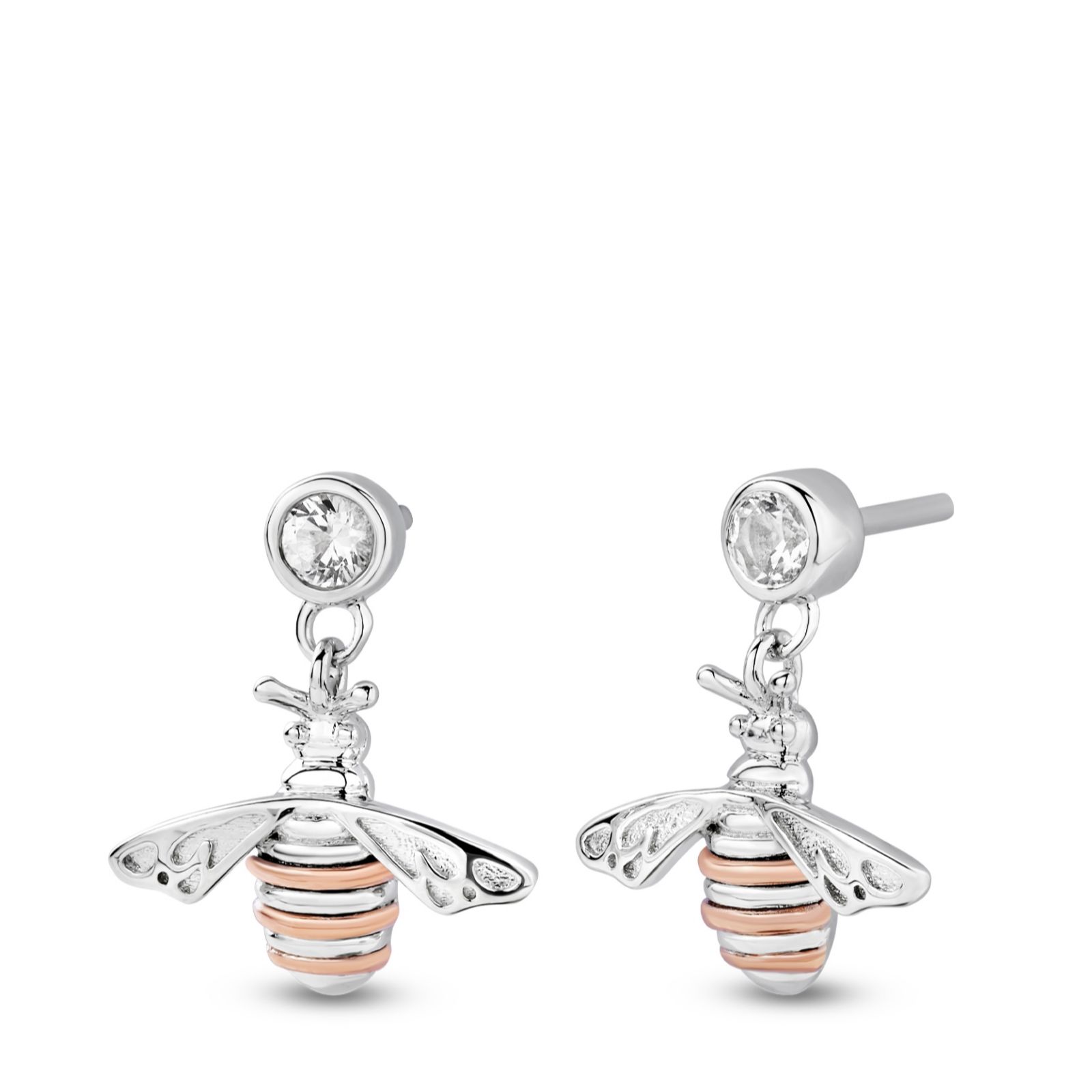 Clogau Nature's Wonder Sterling Silver Honey Bee Drop Earrings Topaz