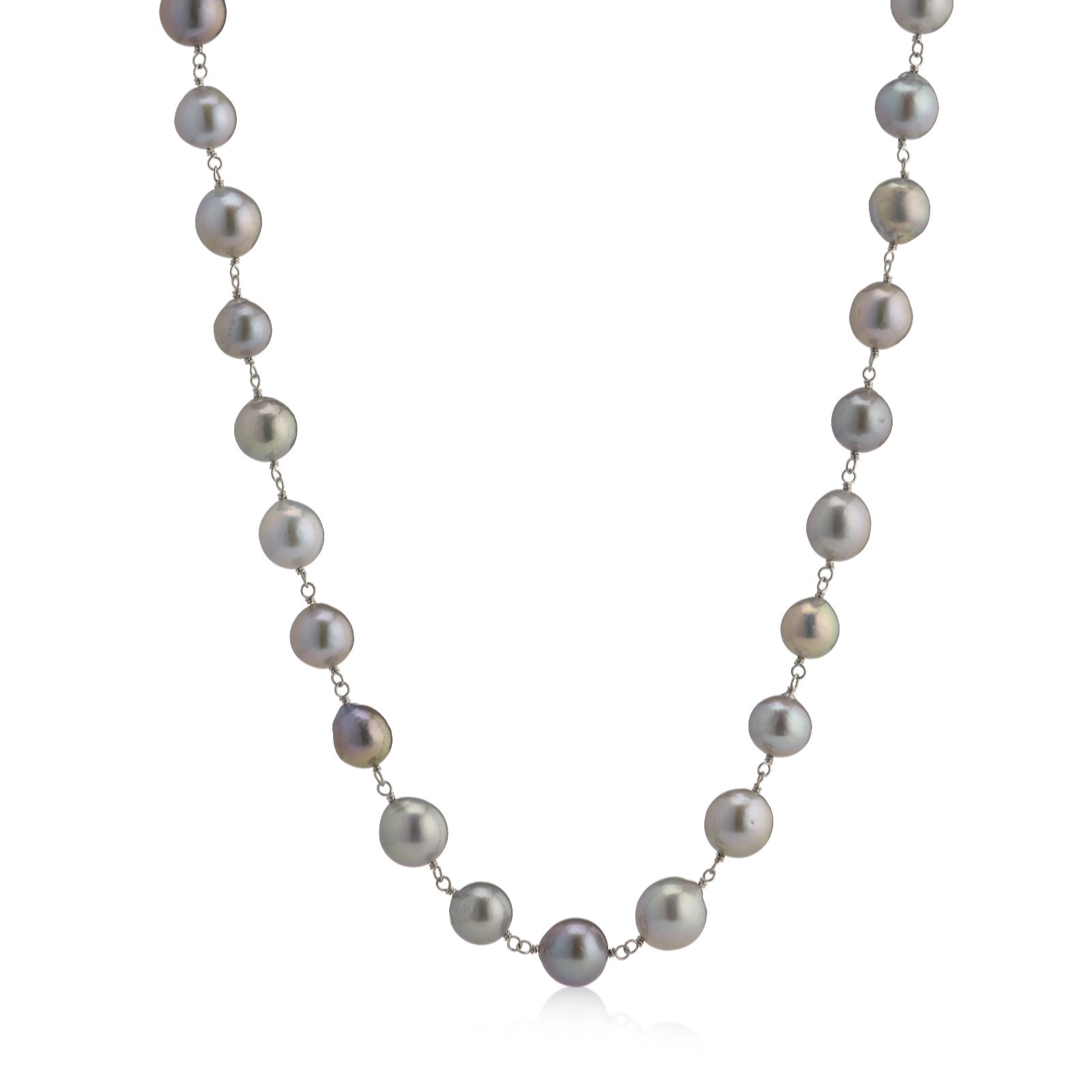Lara Pearl Ming Baroque Linked 91.5cm Necklace Sterling Silver - QVC UK