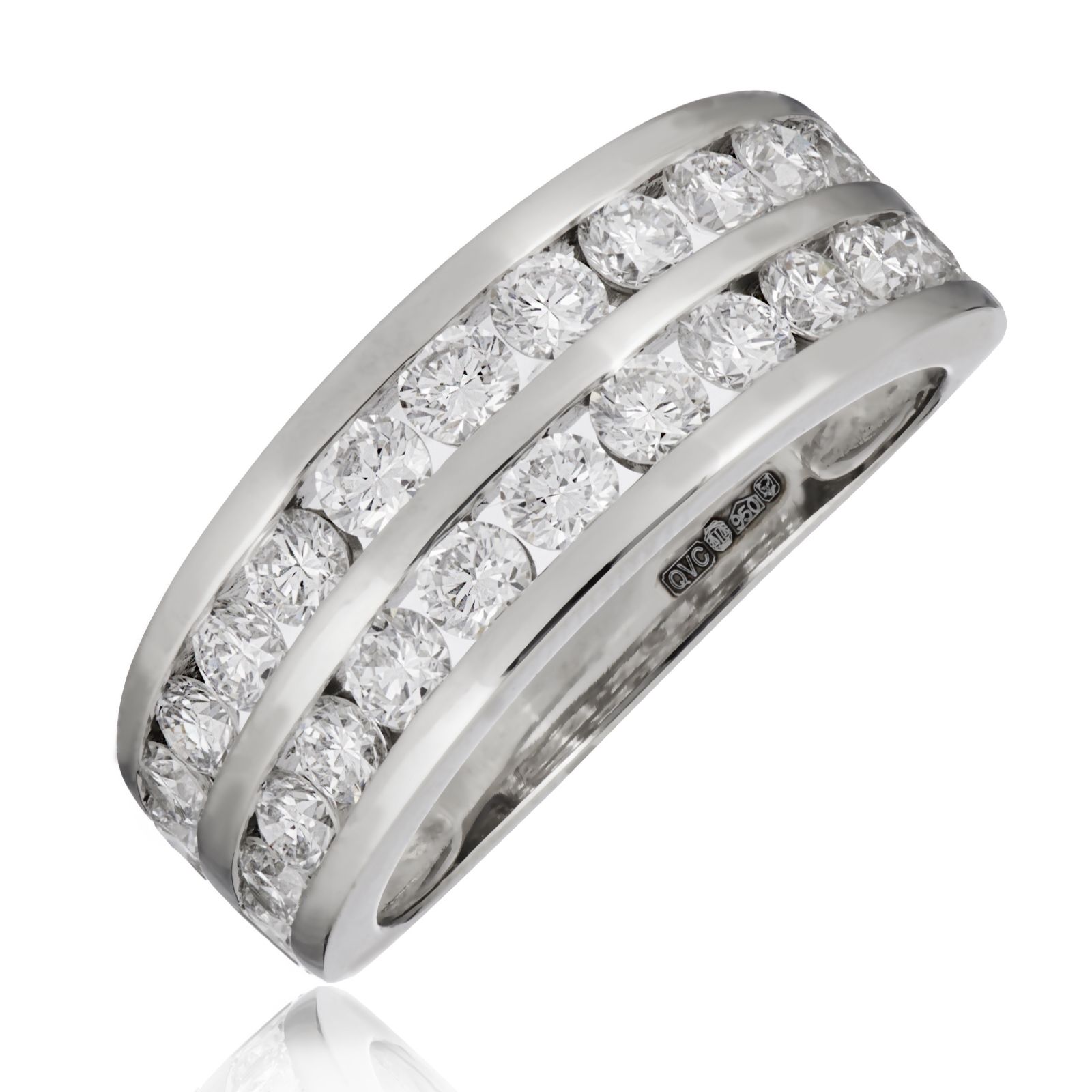 Fire Light 1.70ct Lab Grown Diamond 2 Row Band Ring Platinum