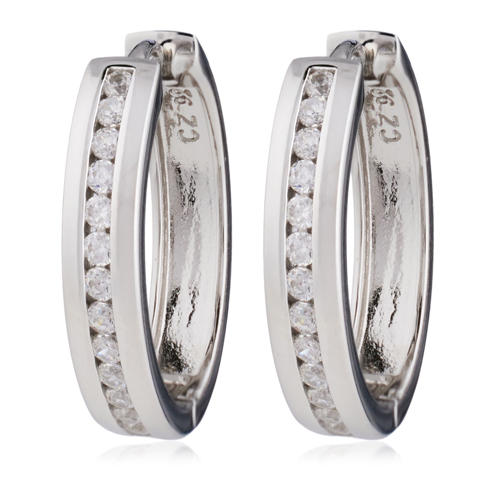 Diamonique 2.2ct Platinum Plated Chanel Set Icon Earrings Sterling Silver