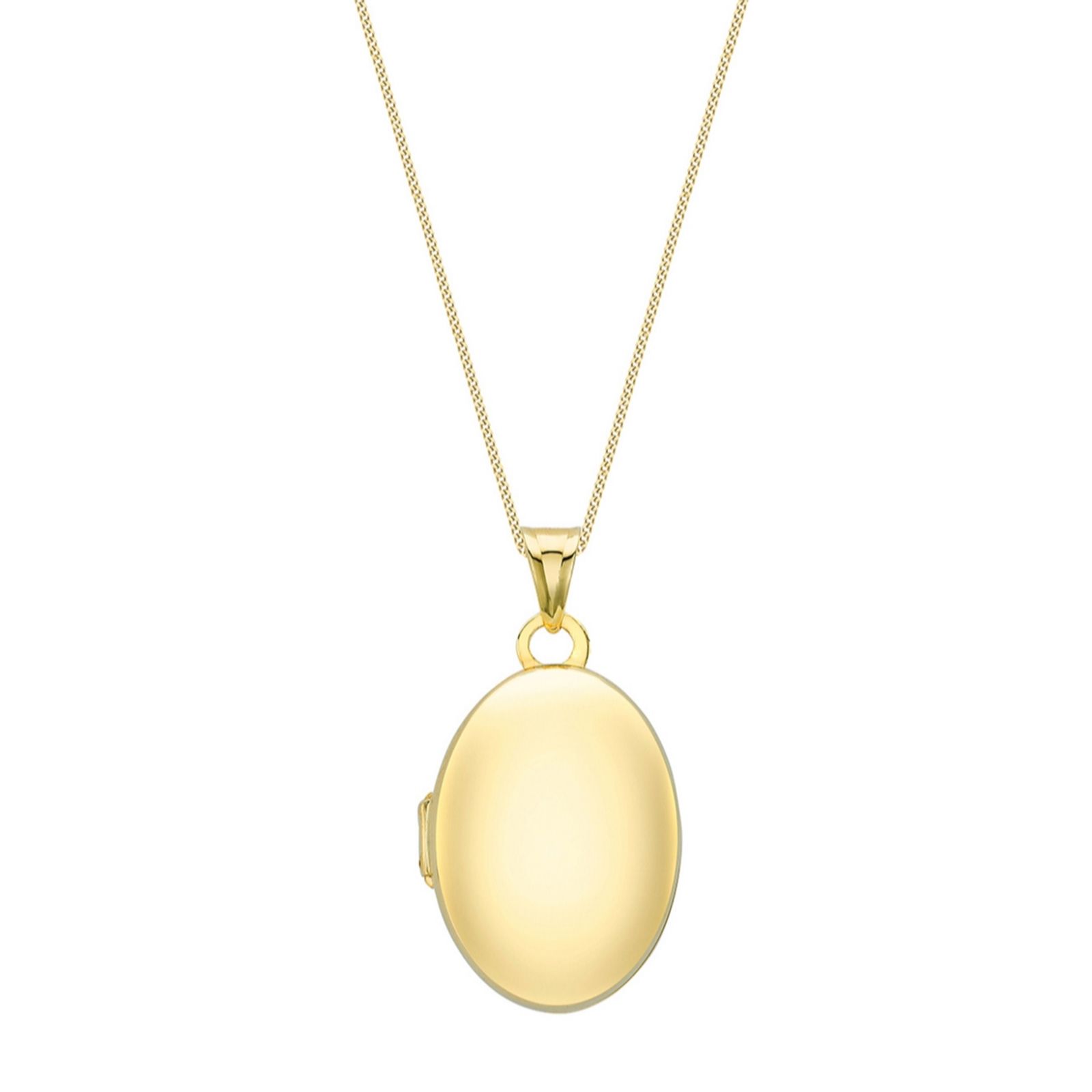 GOLD 9ct Plain Medium Oval Locket Necklace