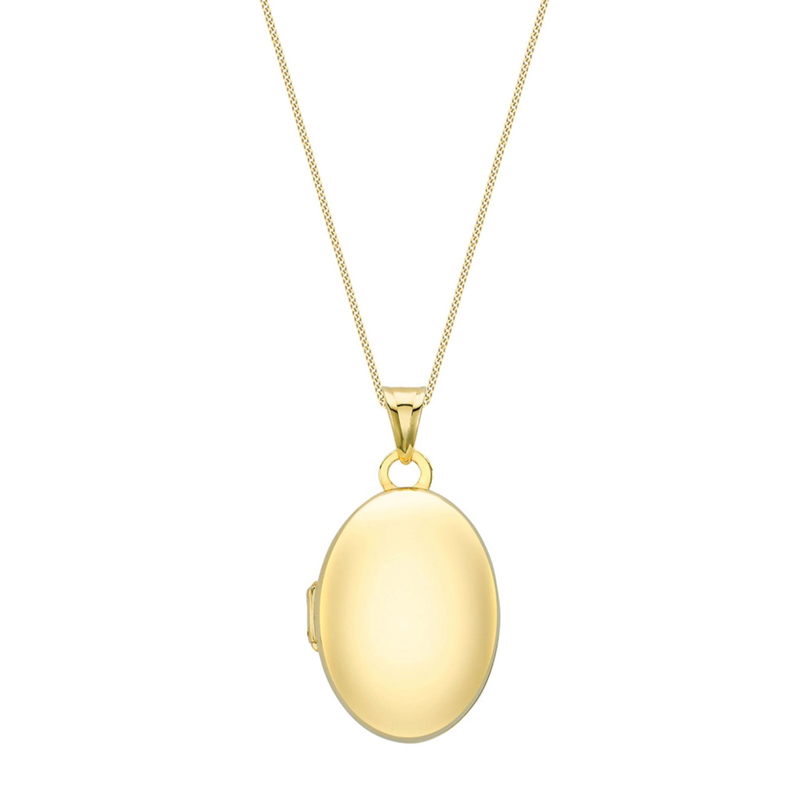 GOLD 9ct Plain Medium Oval Locket Necklace