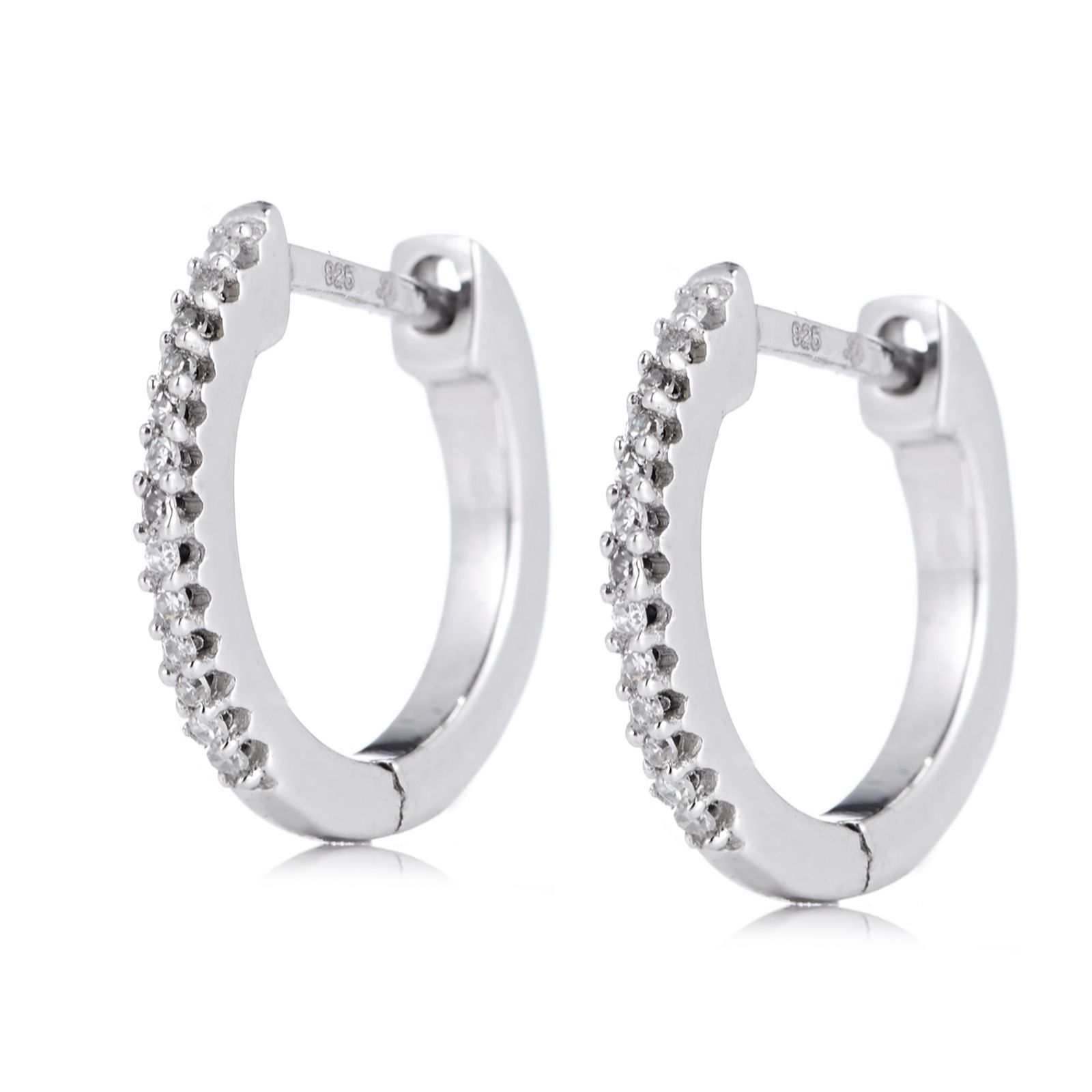 Outlet Lisa Snowdon Diamond Mini Huggie Earrings Sterling Silver QVC UK