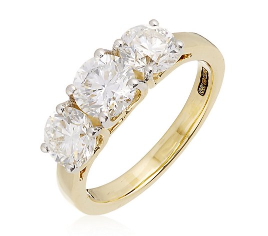 2.50ct H SI2 Fire Light Lab Grown Diamond Brilliant Cut Trilogy Ring 18ct Gold