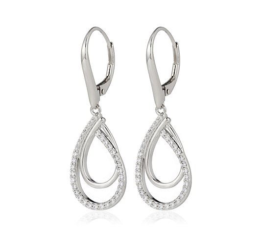 Diamonique Platinum Plated 0.60 ct tw Swirl Leverback Earrings Sterling Silver
