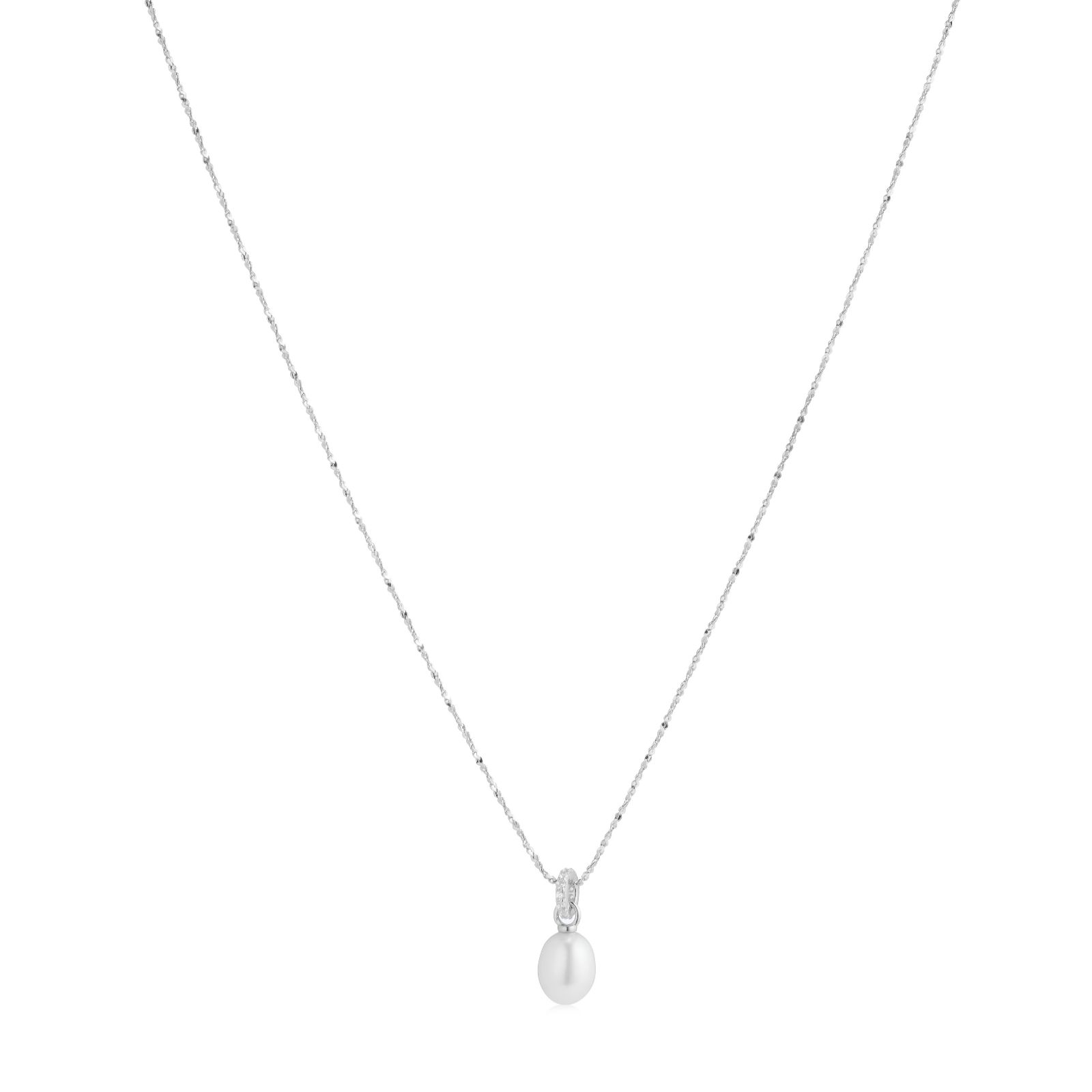 Diamonique 0.2ct tw Freshwater Pearl Pendant Necklace Sterling Silver