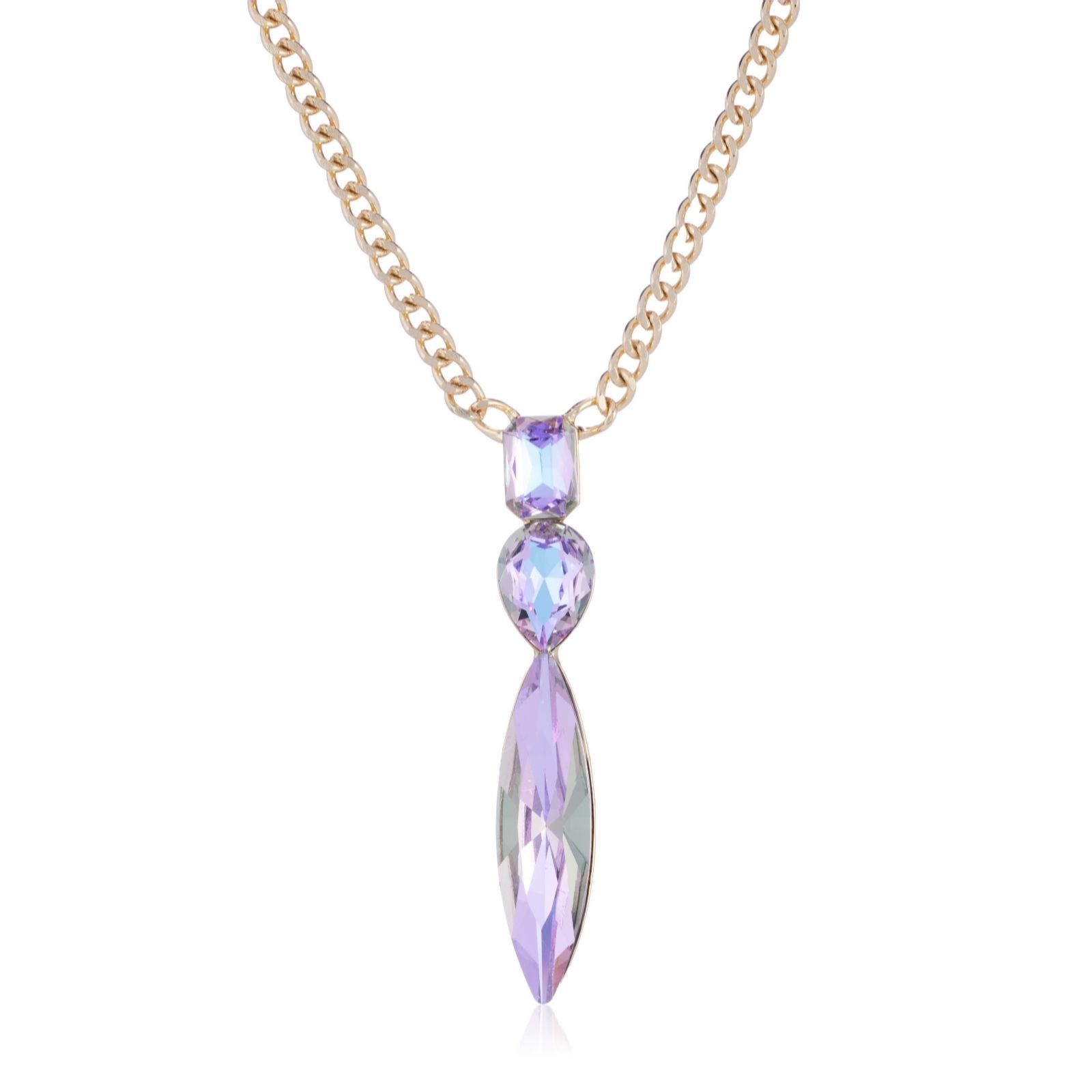 Butler & Wilson 3 Crystal Drop Chain Necklace