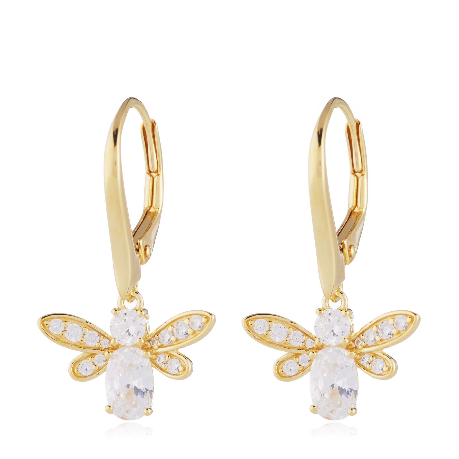 Diamonique 1.39ct tw Bee Leverback Earrings Sterling Silver