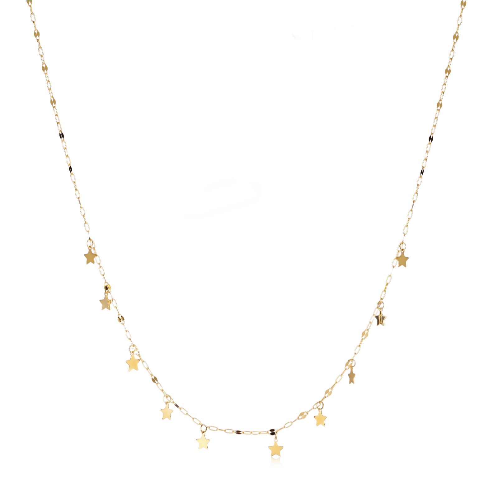 GOLD 9ct Italian Gold Star Station Necklace 0.9g