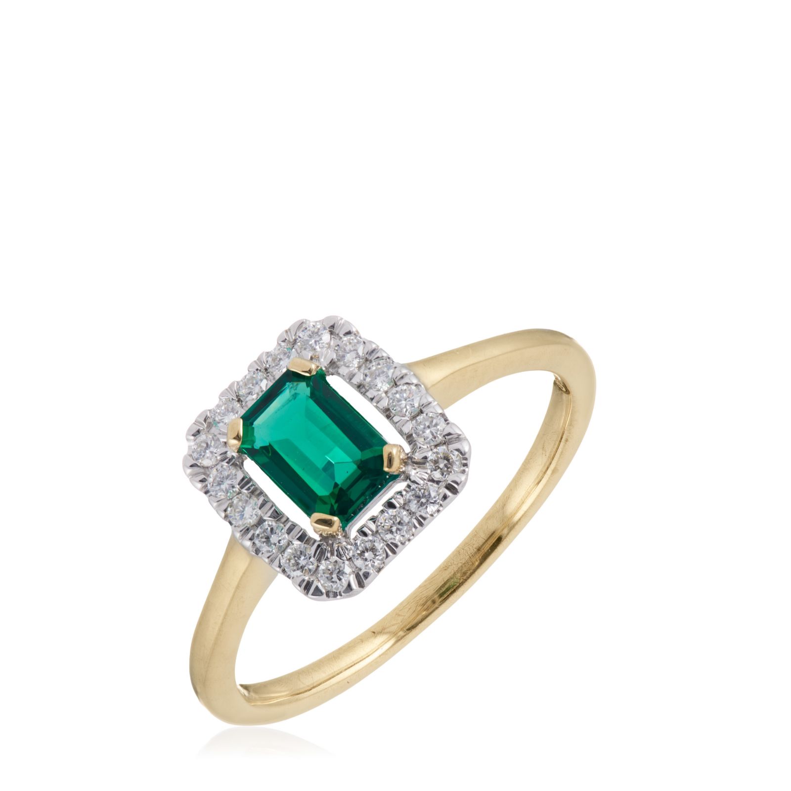 0.72ct Created Gemstone & 0.12 Lab Grown Diamond Ring 9k Gold