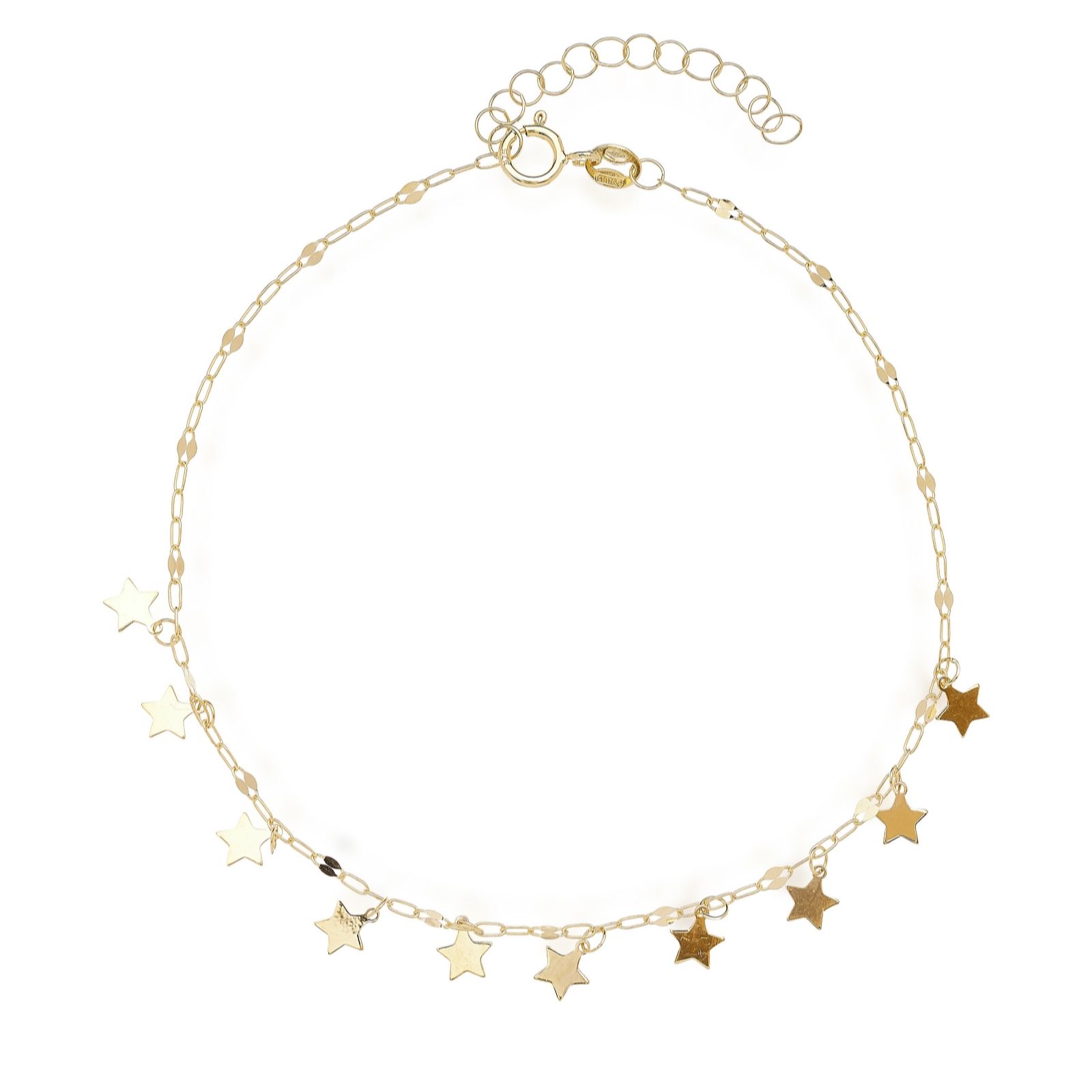 GOLD 9ct Italian Gold Star Station Bracelet 0.64g