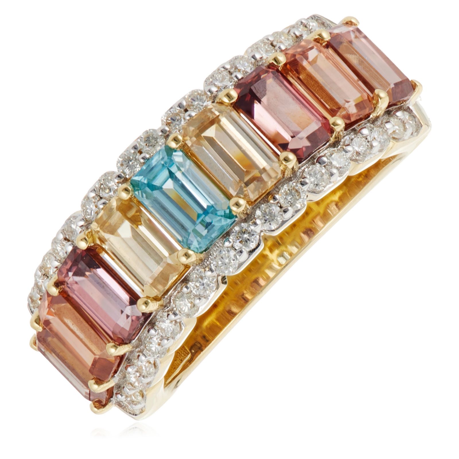 0.33ct Diamond &4.05ct Emerald Cut Zircon Ring 9ct Gold