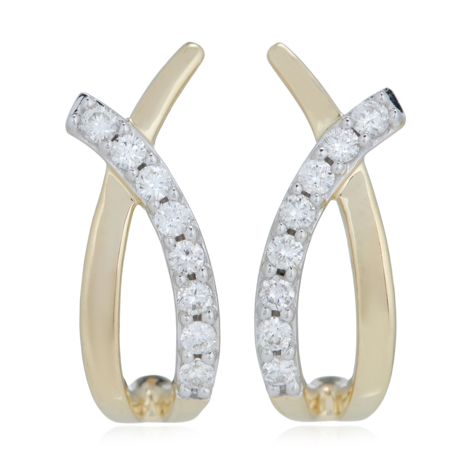 0.20ct Diamond Cross Over Wave Stud Earring 9ct Gold