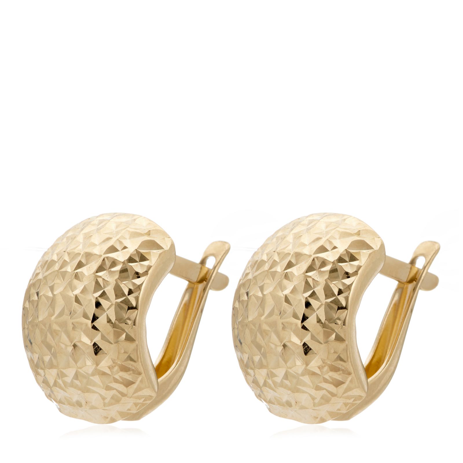 GOLD 9ct Italian Gold Diamond Cut Bombe Button Earring 1.1g