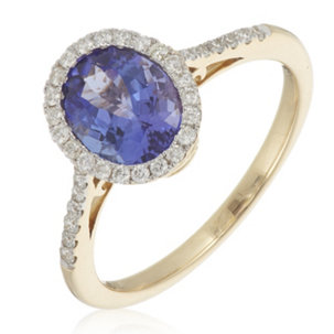 Outlet 1.50ct AAA Tanzanite Oval Halo & 0.20ct Diamond Ring 18ct Gold - 347679