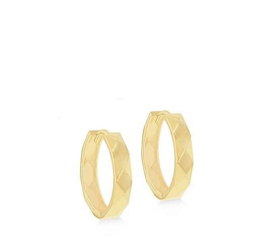 GOLD 9ct Yellow Faceted Hoop Earrings